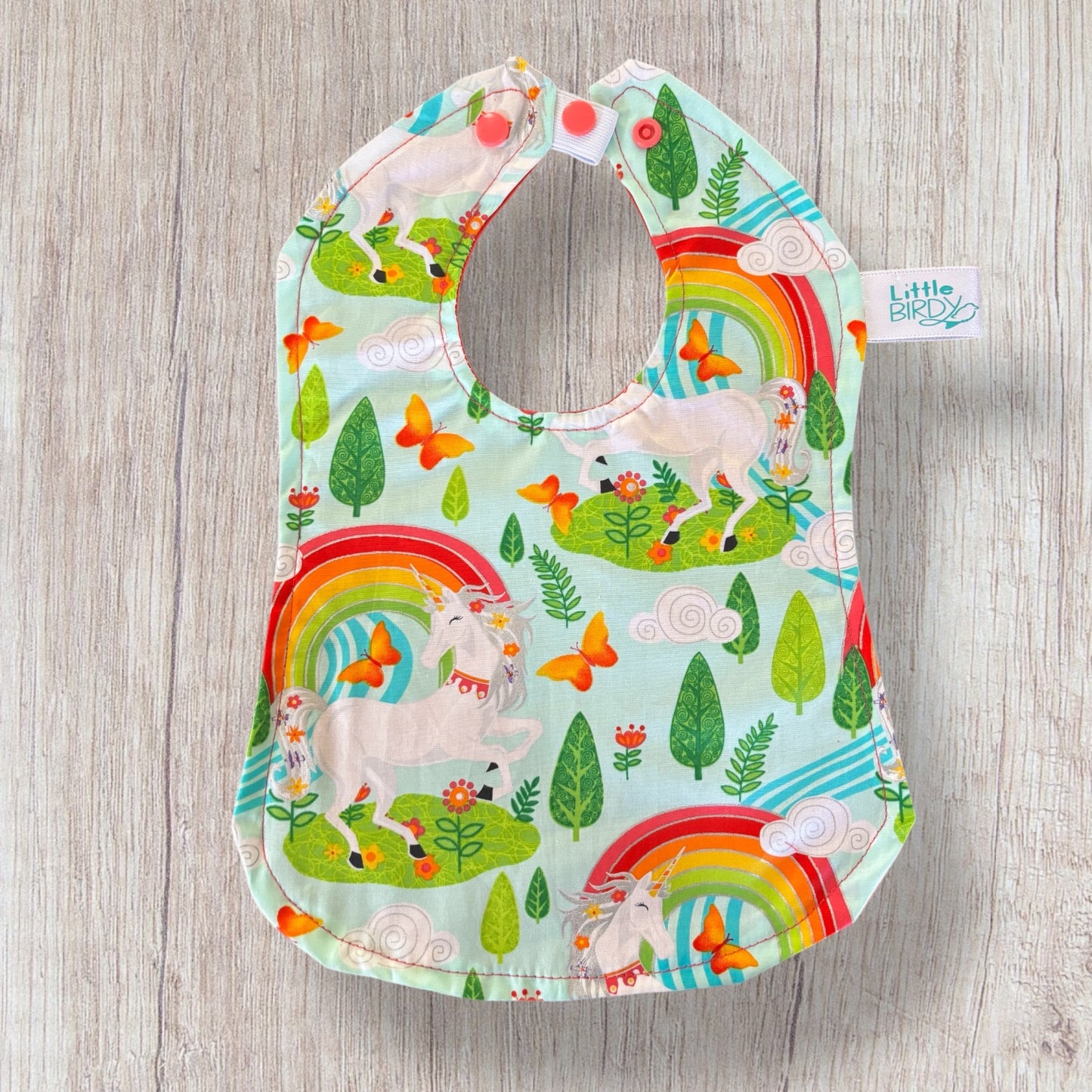 Little Birdy Rainbow Unicorn bib set