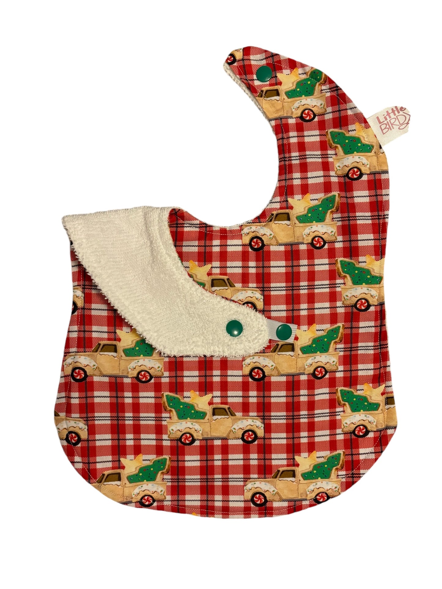 Little birdy  Christmas gingerbread truck baby bib